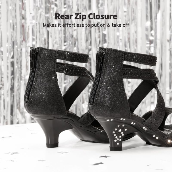 Girls Toddler Rhinestones Sandals - BLACK - 2
